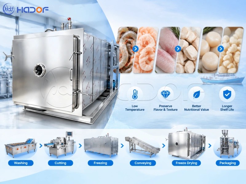Industrial Seafood Freeze Dryer for Shrimp, Fish and Scallops
